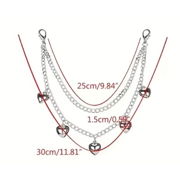 Double Layer Heart Charm Pendant – Purse, Handbag, Clutch, or Keychain Accessory - Picture 2 of 3